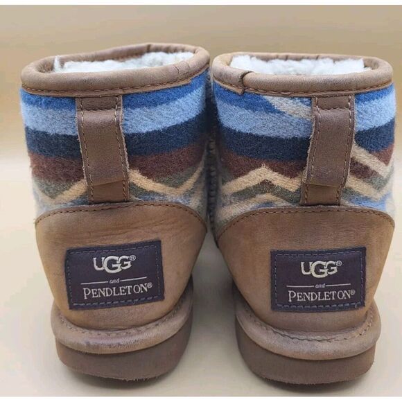 UGG × PENDLETON Classic‎ Mini Mouton Boots Brown Size 5 - Picture 2 of 9